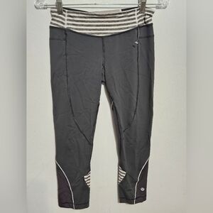 Lululemon Black And Gray Cropped Leggings Size 6